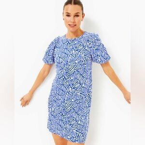 Lilly Pulizter Rosen T Shirt Dress Martinique Blue Zee Bebe Women's Size XS